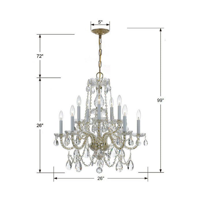 Traditional Crystal Chandelier - line drawing.