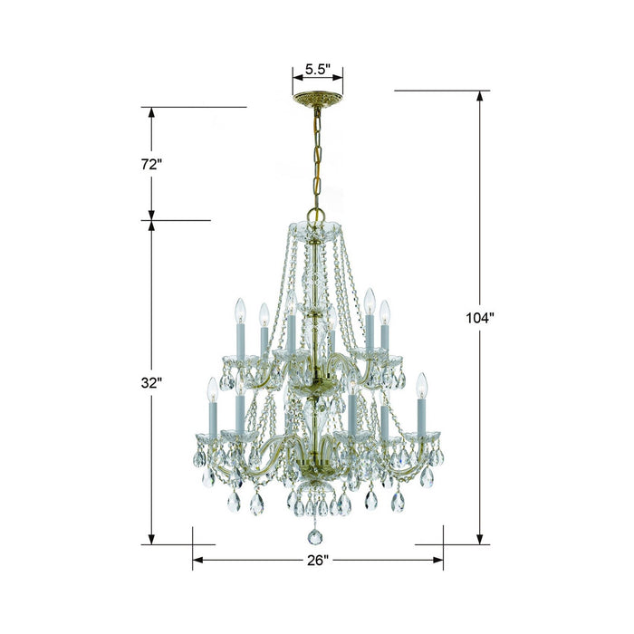 Traditional Crystal Chandelier - line drawing.