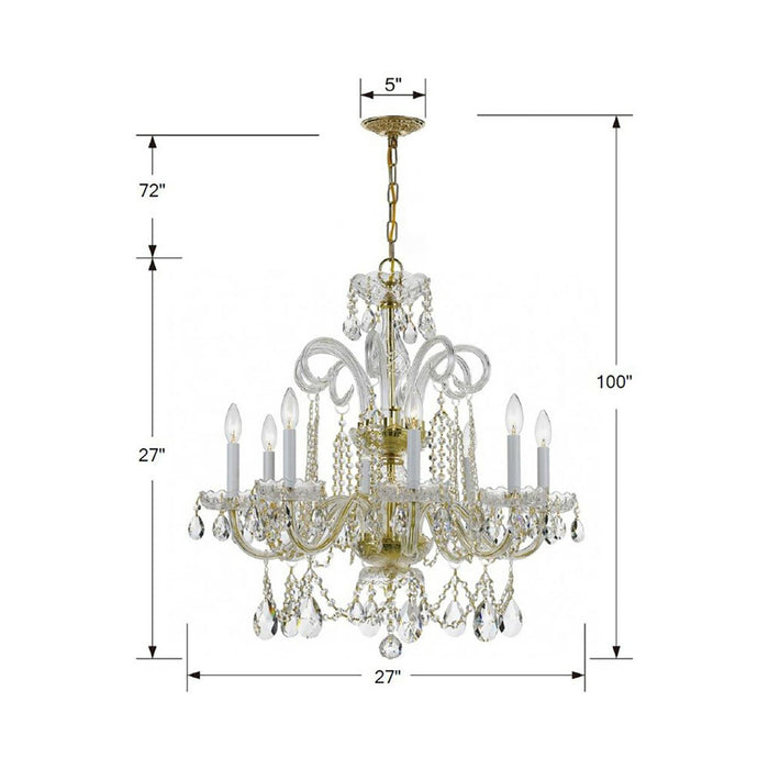 Traditional Crystal Chandelier - line drawing.