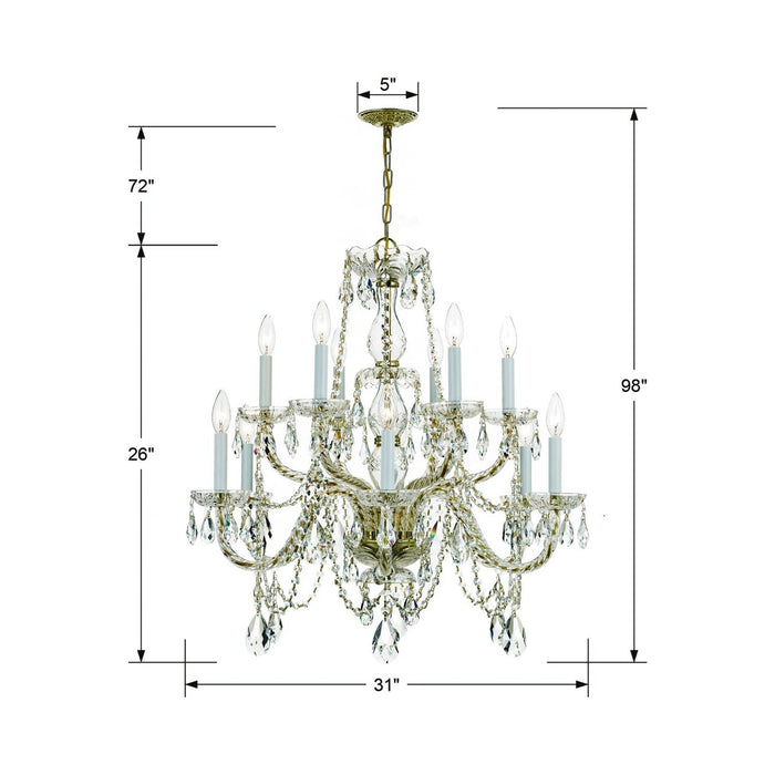 Traditional Crystal Chandelier - line drawing.