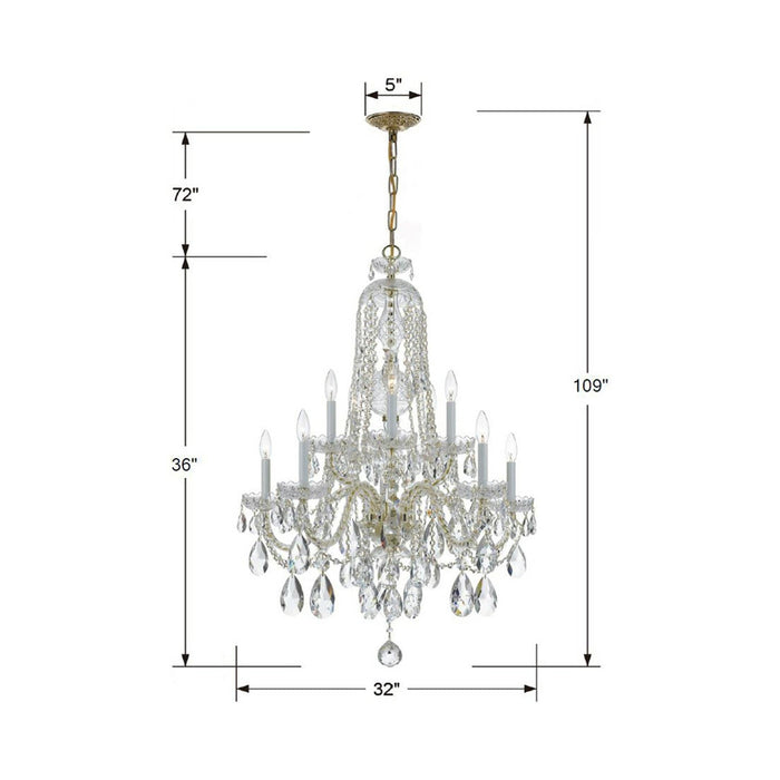 Traditional Crystal Chandelier - line drawing.