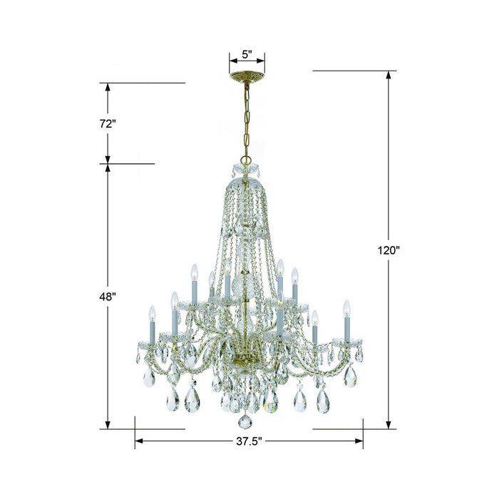 Traditional Crystal Chandelier - line drawing.