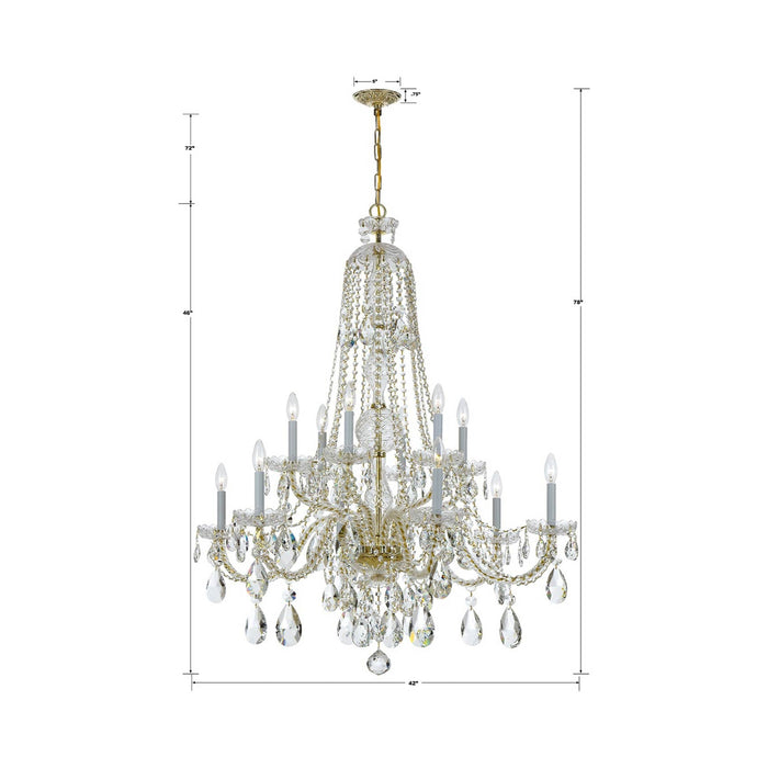 Traditional Crystal Chandelier - line drawing.