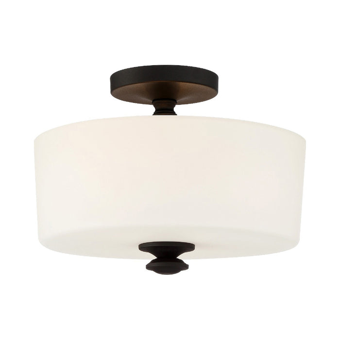 Travis Semi Flush Mount Ceiling Light in Black Forged.