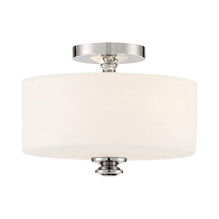 Travis Semi Flush Mount Ceiling Light in Polished Nickel.