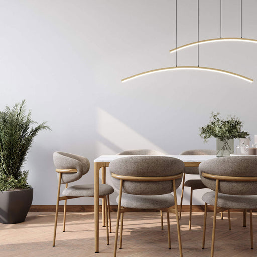 Sway LED Linear Pendant Light in dining room.