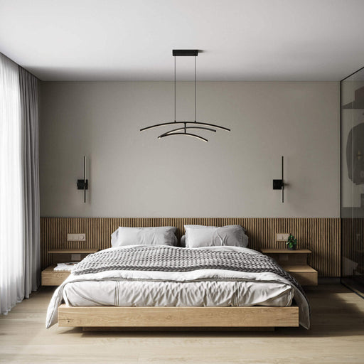 Sway LED Pendant Light in bedroom.