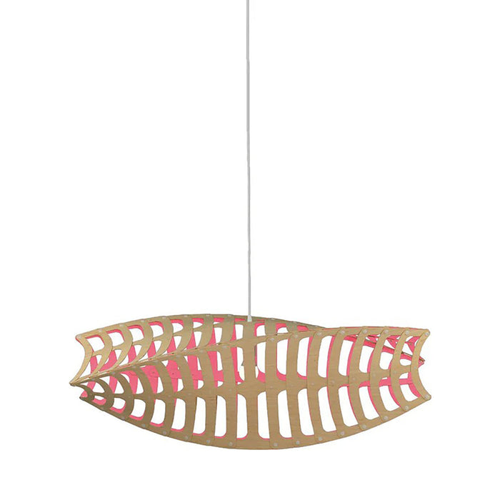Toru Pendant Light in Bamboo/Pink.