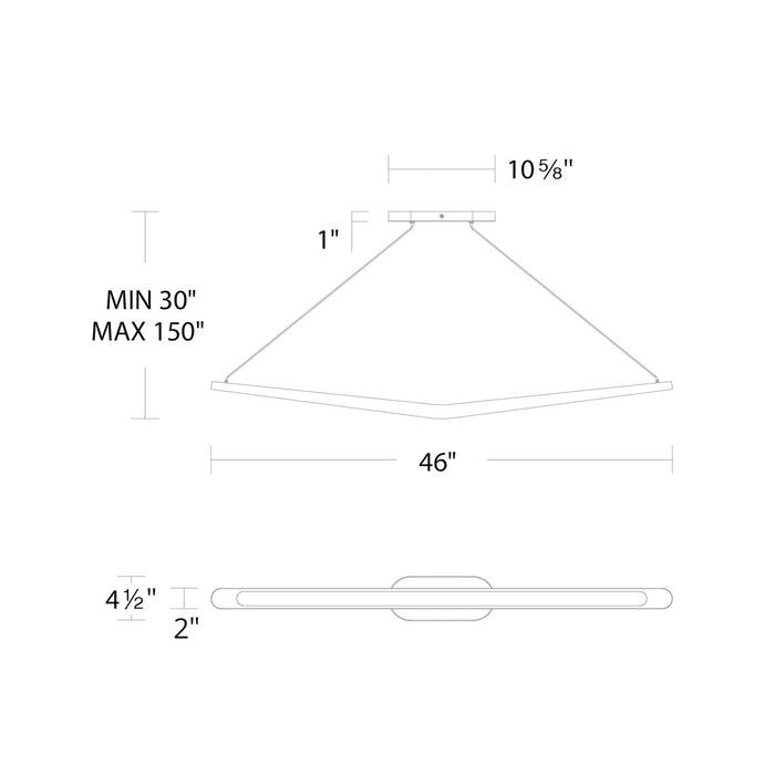 Alleron LED Linear Pendant Light - line drawing.