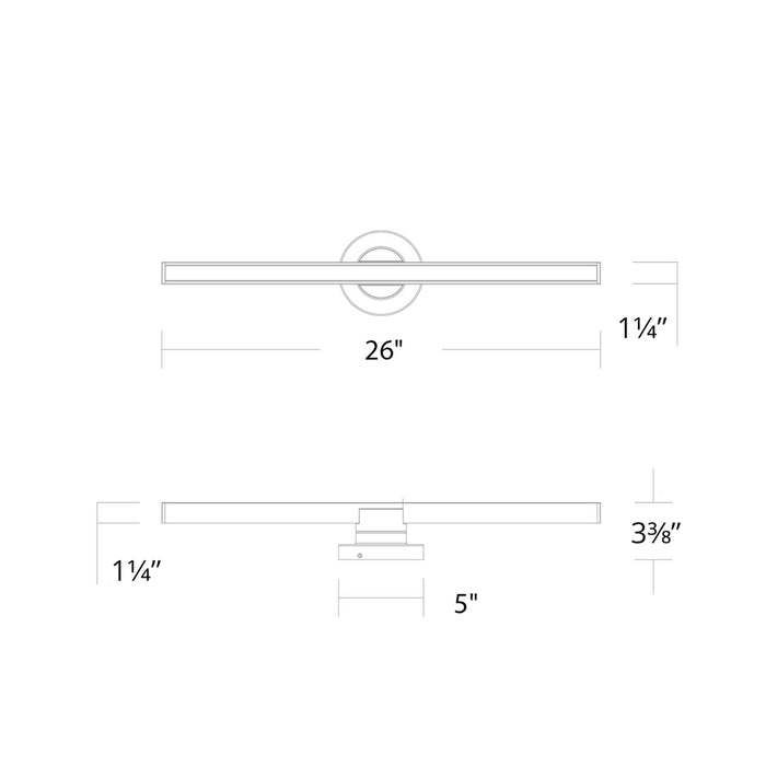 Bastone LED Bath Wall Light - line drawing.