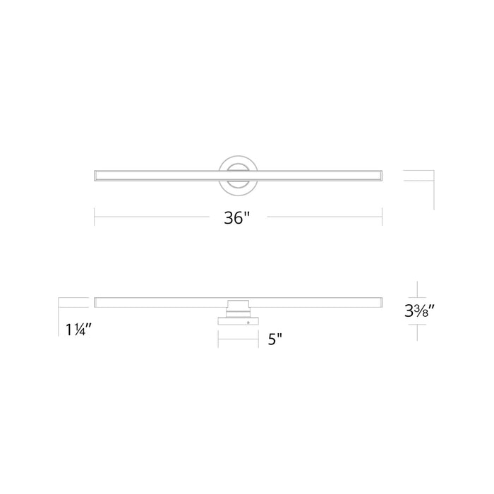 Bastone LED Bath Wall Light - line drawing.