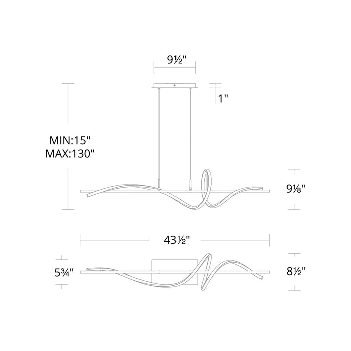 Corkscrew LED Pendant Light - line drawing.