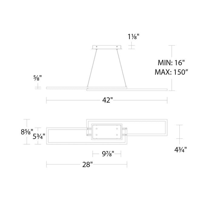 Double Entendre LED Pendant Light - line drawing.