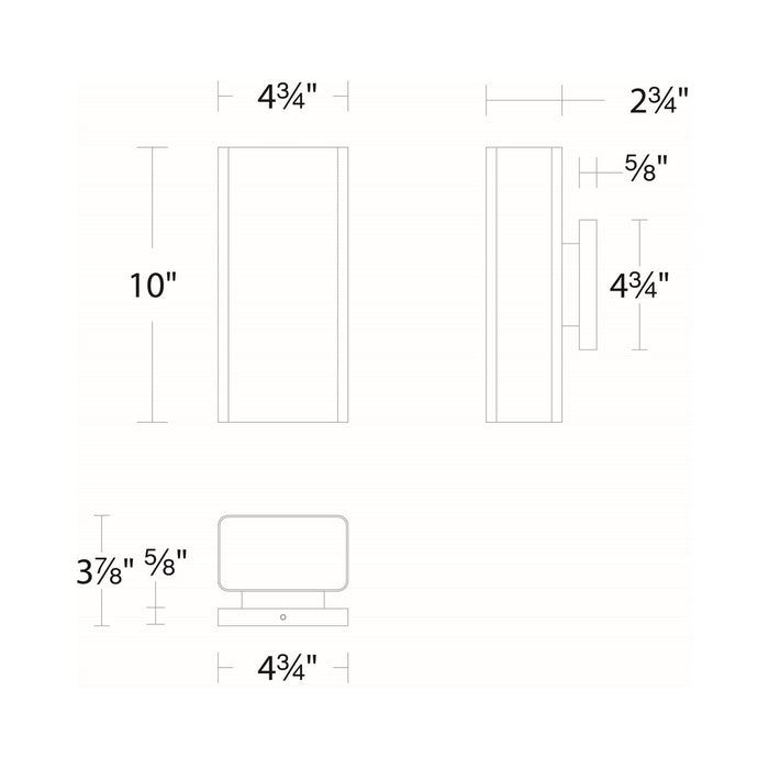 Edgey Outdoor LED Wall Light - line drawing.