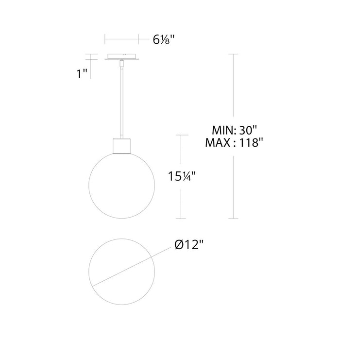 Gaze LED Pendant Light - line drawing.