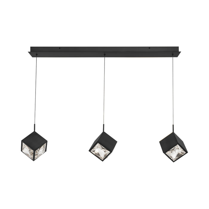 Ice Cube LED Linear Multi Pendant Light in Black (3-Light).