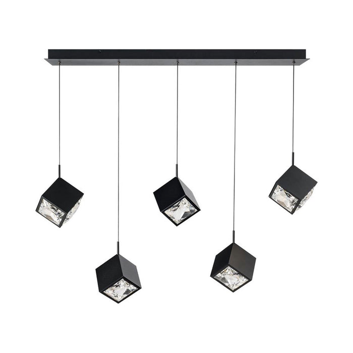 Ice Cube LED Linear Multi Pendant Light in Black (5-Light).