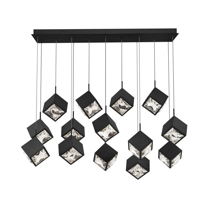 Ice Cube LED Linear Multi Pendant Light in Black (14-Light).