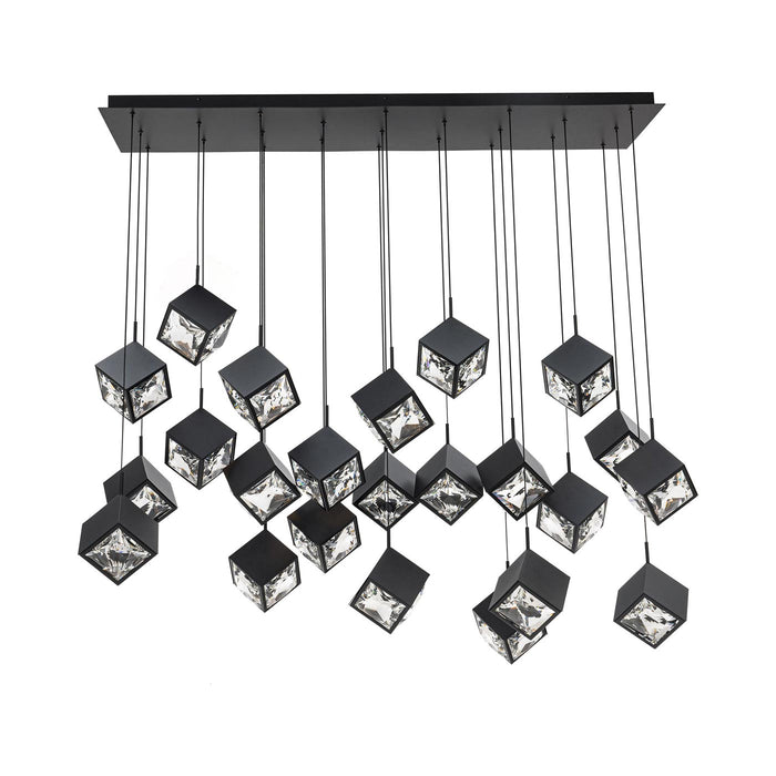 Ice Cube LED Linear Multi Pendant Light in Black (23-Light).