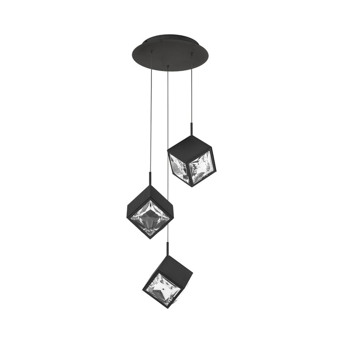 Ice Cube Round LED Multi Pendant Light in Black (3-Light).