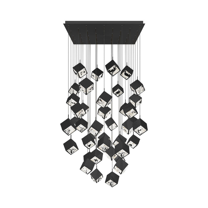 Ice Cube Square LED Multi Pendant Light in Black (41-Light).