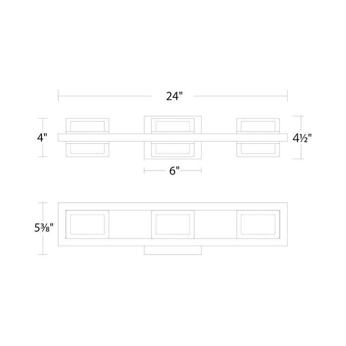 Interlok LED Bath Wall Light - line drawing.