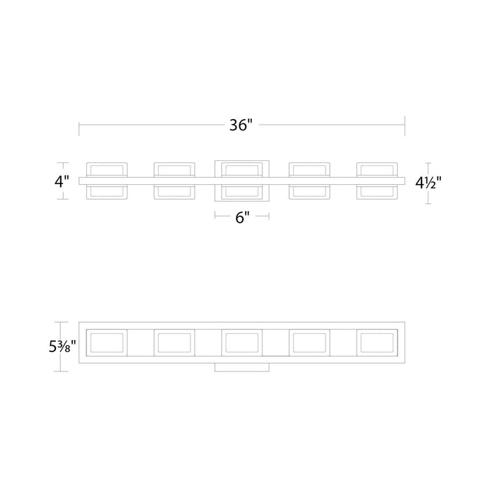 Interlok LED Bath Wall Light - line drawing.