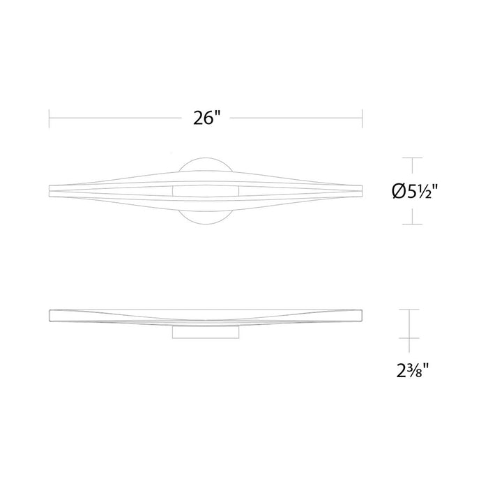 Jagger LED Bath Wall Light - line drawing.