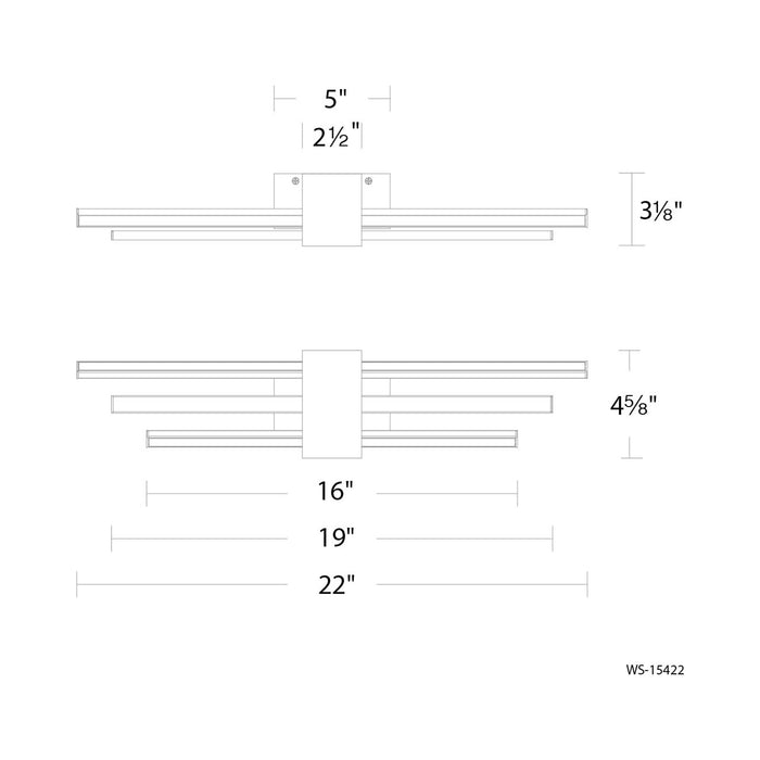 Melody LED Bath Wall Light - line drawing.