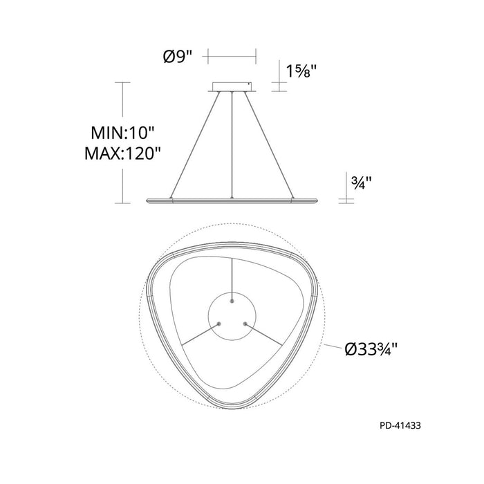 Oyster LED Pendant Light - line drawing.