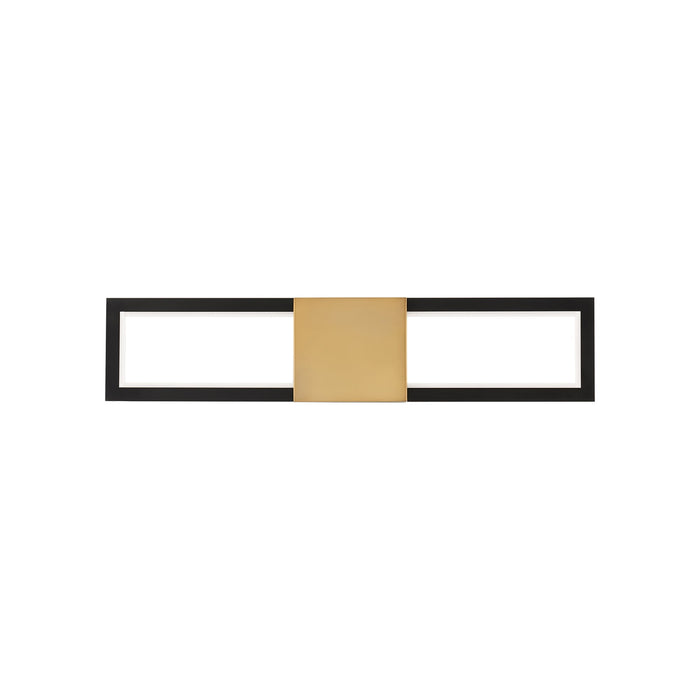 Peekaboo LED Bath Wall Light in Black/Aged Brass (22-Inch).