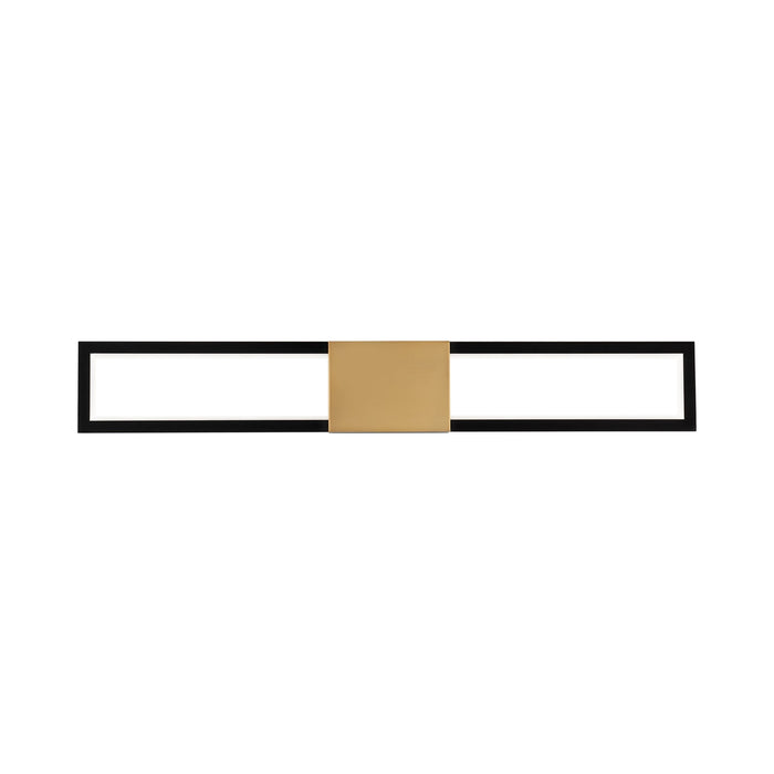 Peekaboo LED Bath Wall Light in Black/Aged Brass (32-Inch).