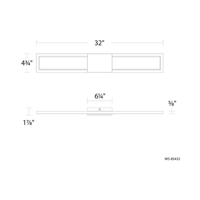 Peekaboo LED Bath Wall Light - line drawing.