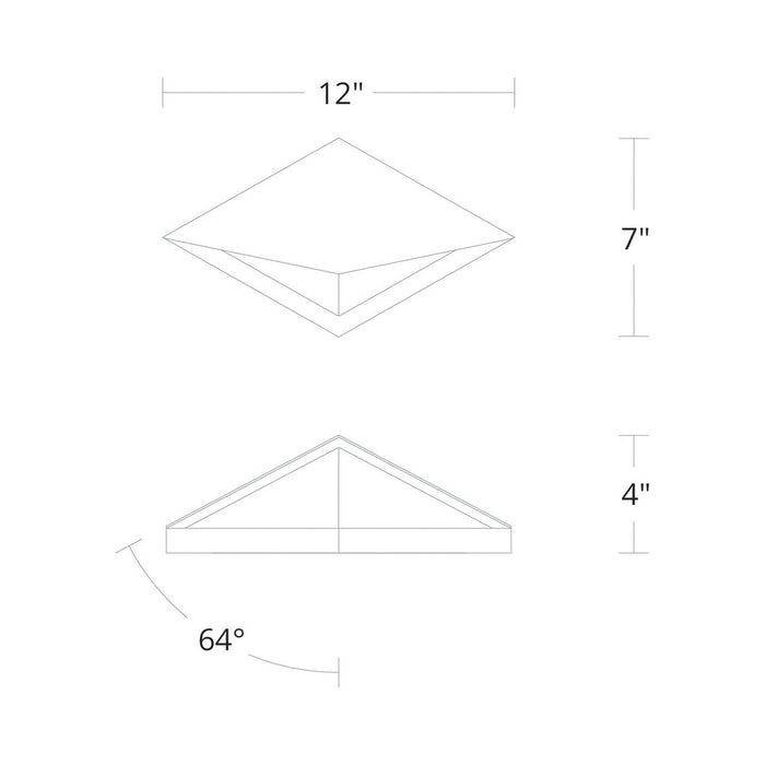 Pique Outdoor LED Wall Light - line drawing.