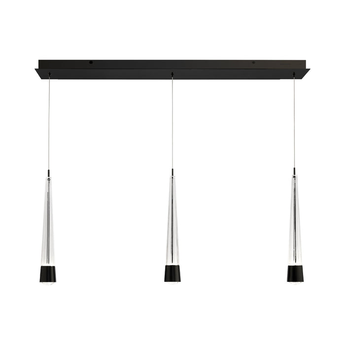 Quill LED Linear Multi Pendant Light in Black (3-Light).