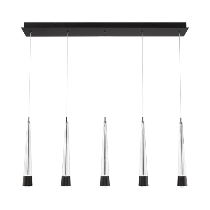 Quill LED Linear Multi Pendant Light in Black (5-Light).