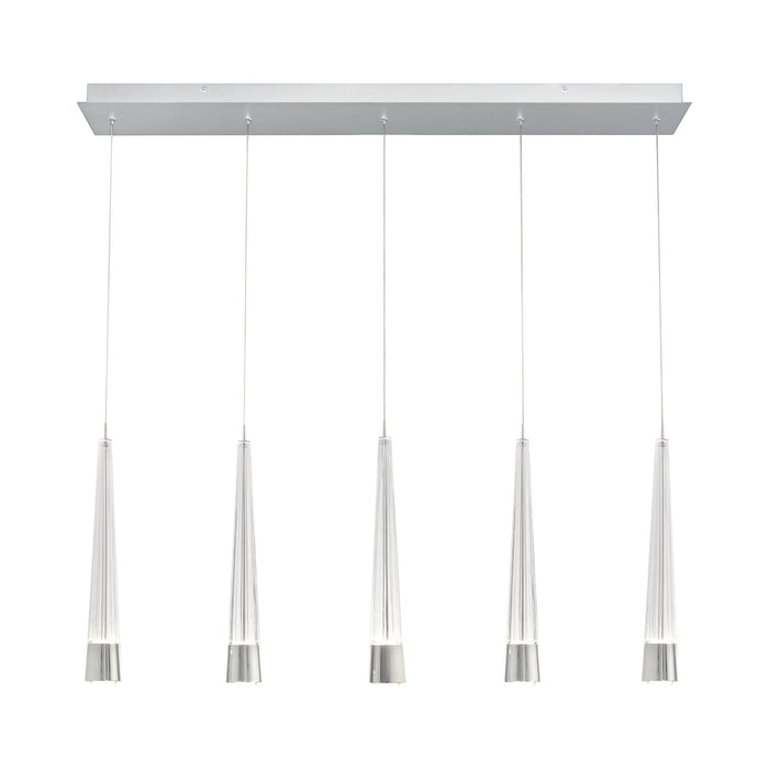 Quill LED Linear Multi Pendant Light in Chrome (5-Light).