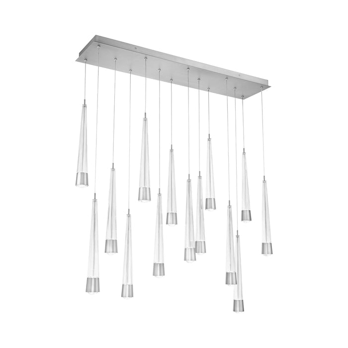 Quill LED Linear Multi Pendant Light in Chrome (14-Light).