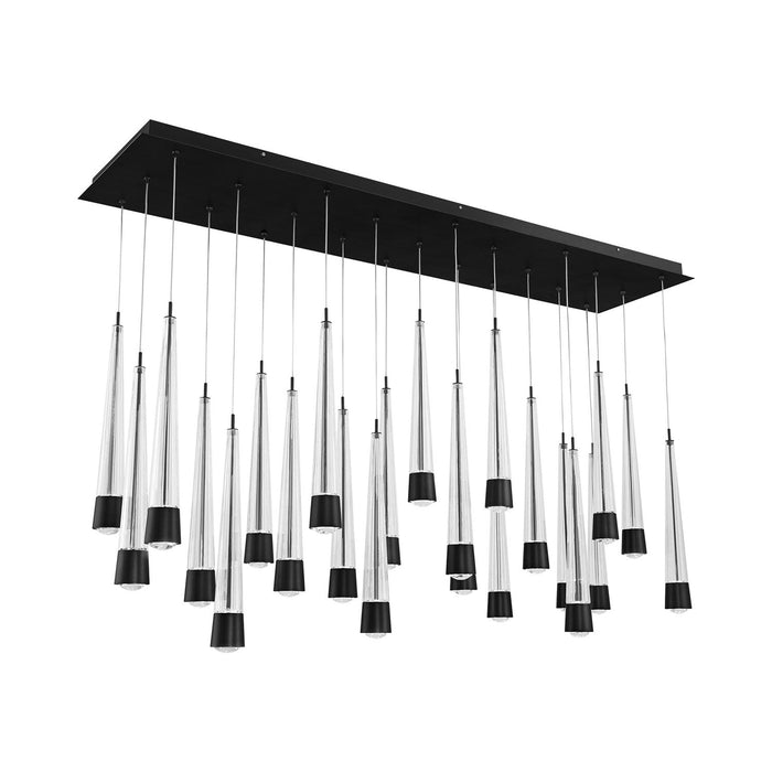 Quill LED Linear Multi Pendant Light in Black (23-Light).