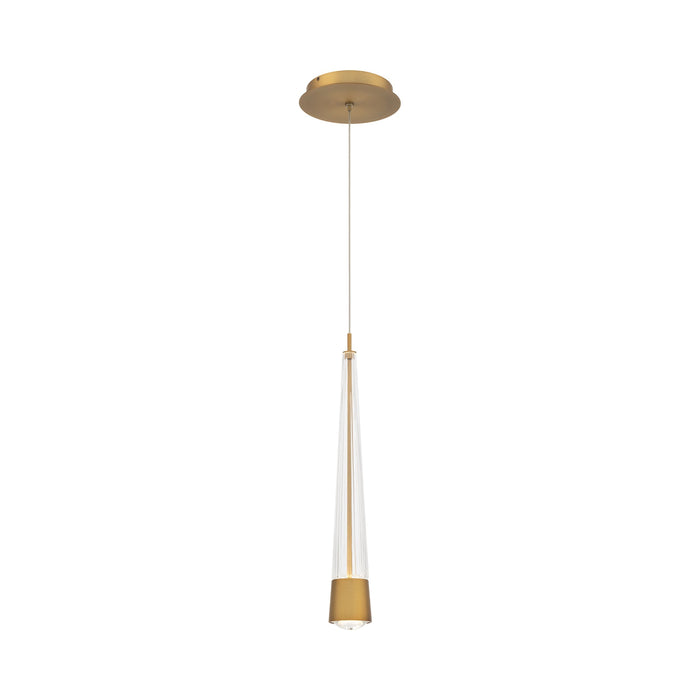 Quill LED Mini Pendant Light in Aged Brass.