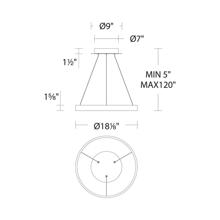 Sirius LED Pendant Light - line drawing.