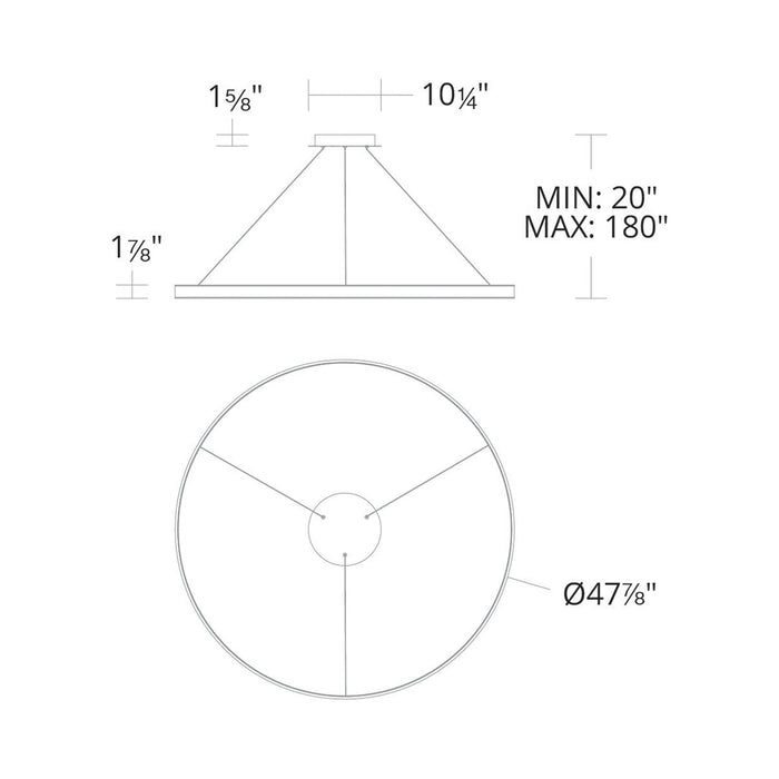 Sirius LED Pendant Light - line drawing.