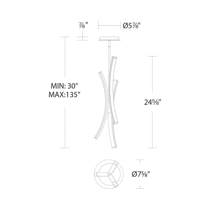 Tusk LED Mini Pendant Light - line drawing.