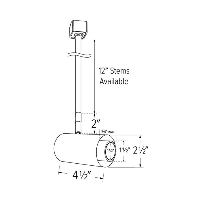 2-Inch Sylo LED Track Head with Koto Focus Module - line drawing.