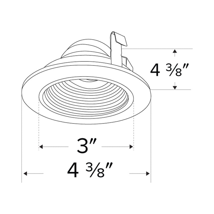 Pex™ 3" Round Adjustable Baffle - line drawing.