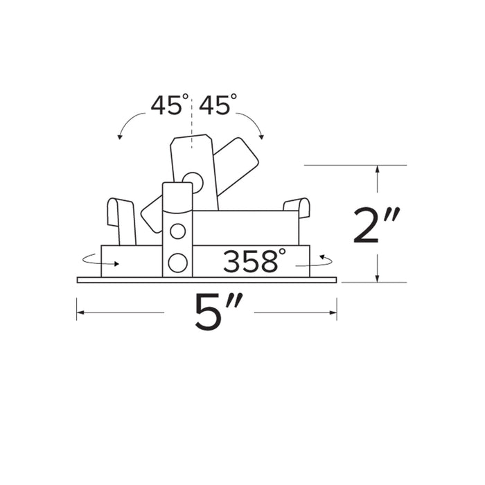 Pex™ 4" Square Adjustable Slot Rotatable Aperture Trim - line drawing.