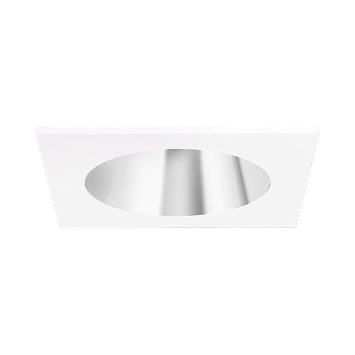 Pex™ 4" Square Deep Reflector in Chrome with White Trim.
