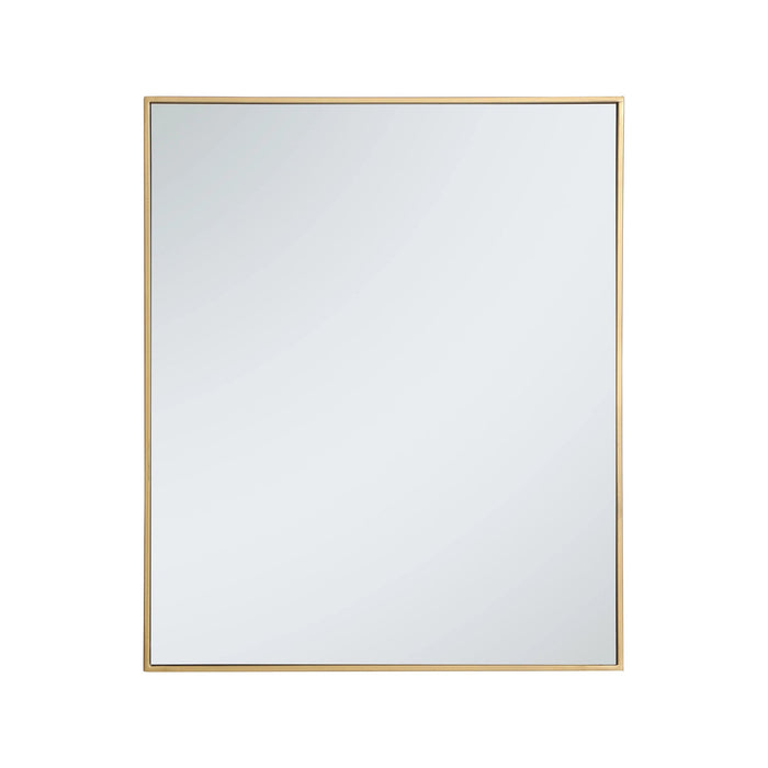 Elegant Rectangle Framed Mirror in Brass (36-Inch).