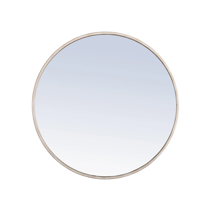 Elegant Round Framed Mirror in Silver (28-Inch).