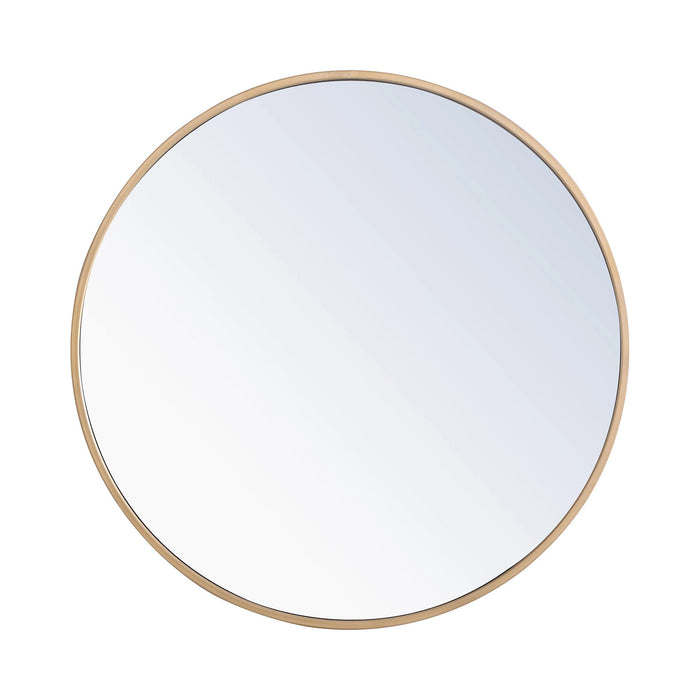 Elegant Round Framed Mirror in Brass (36-Inch).
